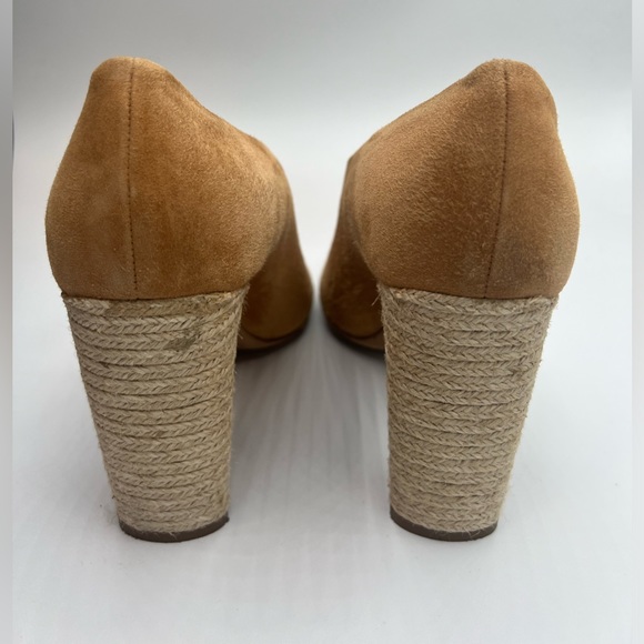 Vince asymmetrical suede peeptoe pumps with espadrille heel sz 8.5 - Picture 2 of 4